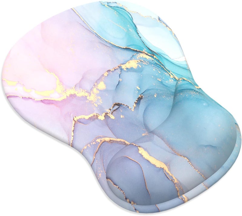 eulps Mouse Pad with Gel Wrist Rest, Ergonomic Comfortable Computer Wrist Support for Laptop, Pain Relief Mousepad with Non-Slip PU Base for Office & Home (Marble) - Image 1